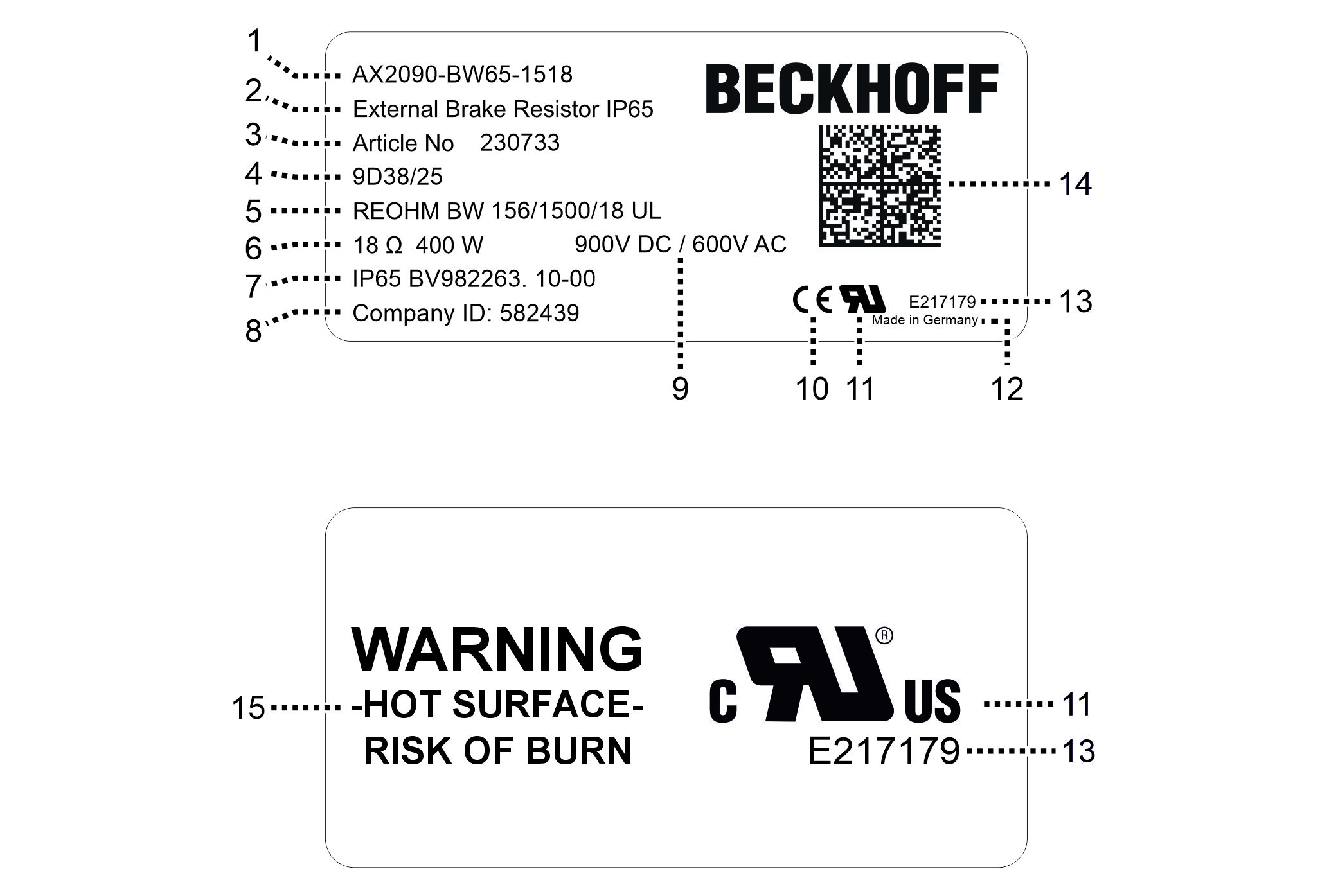 Name plate | AX2090-BW65-15xx 1: