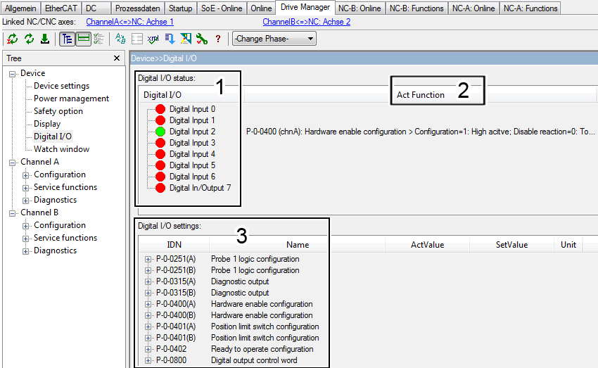 Digital inputs and outputs 2:
