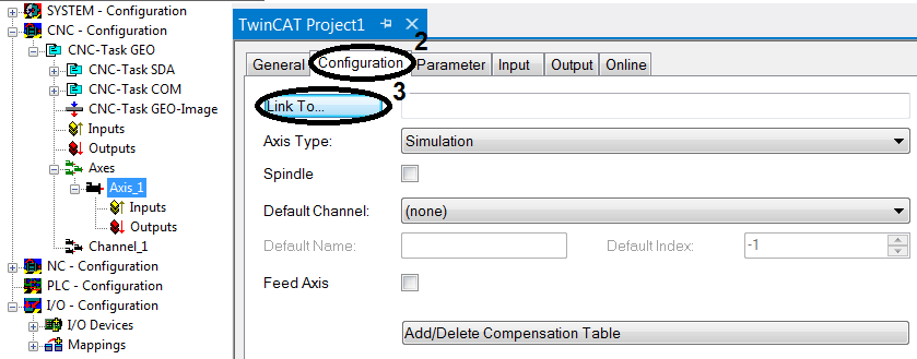 Create CNC axis configuration 5: