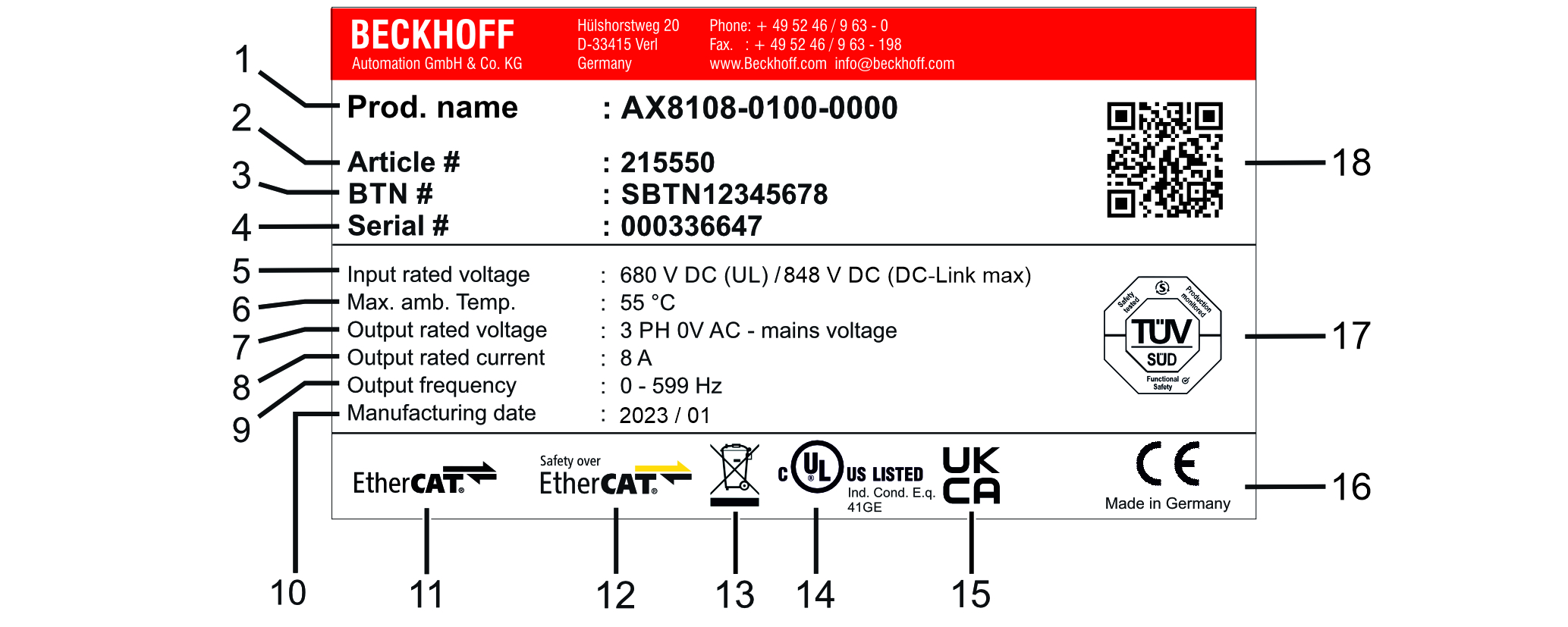 AX81x8, AX8206 name plate 1:
