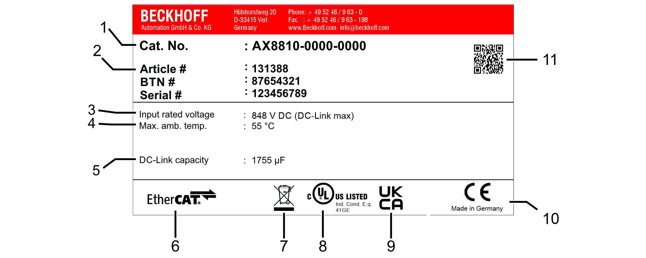 AX8810 name plate  1: