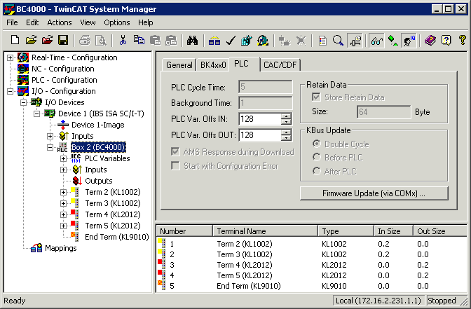 Configuration via TwinCAT 3: