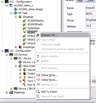 Local process image in the TwinCAT configuration 1: