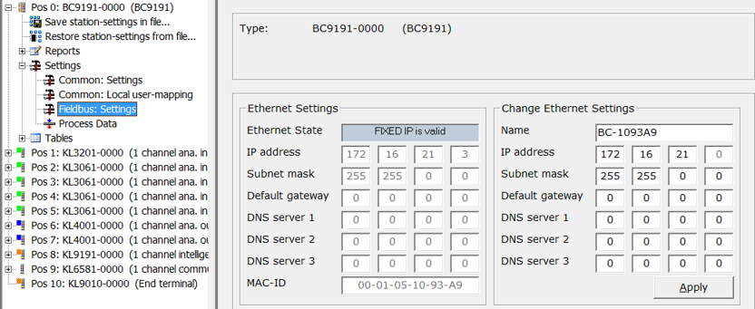 Configuration with KS2000 1: