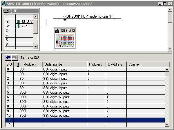 Configuration: Siemens S7 Controller BK3120 1: