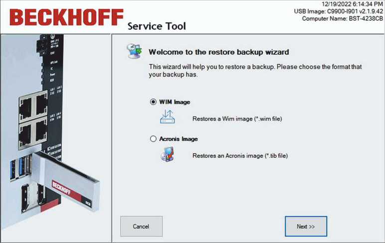 Restoring a backup 1: