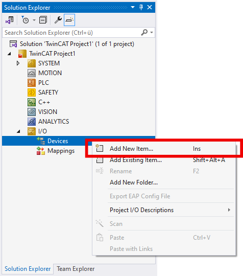 Integrating into a TwinCAT project 1: