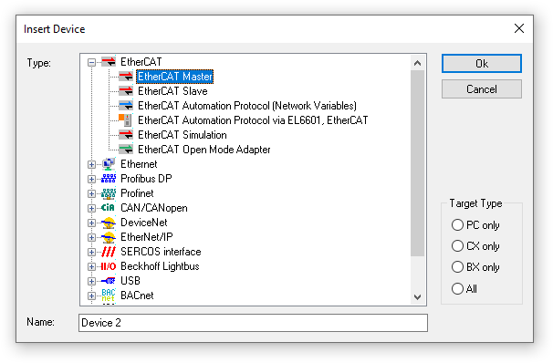 Configuration of a port as an EtherCAT port 2: