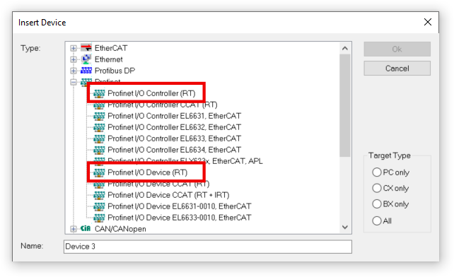 Configuration of a port as a PROFINET device 3: