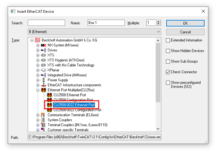 Configuration of a port as an EtherCAT port 6: