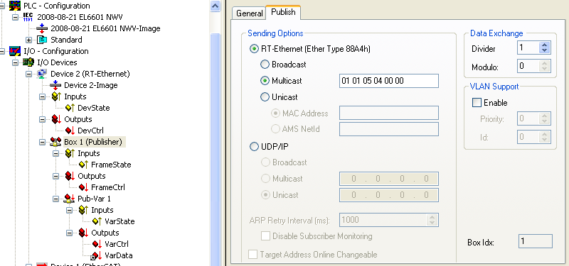 Beckhoff network variables - Settings 9:
