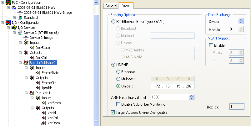 Beckhoff network variables - Settings 11:
