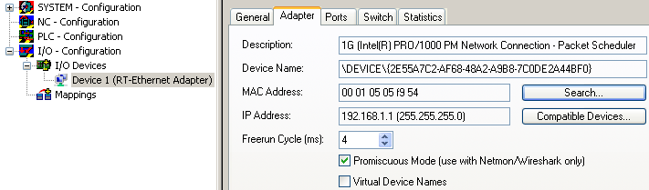 Setup in TwinCAT 7: