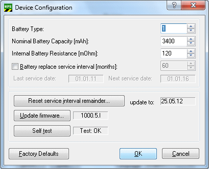Device configuration dialog 1: