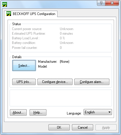 Configuration of the CX2100-0904 Integrated 24 V UPS 1: