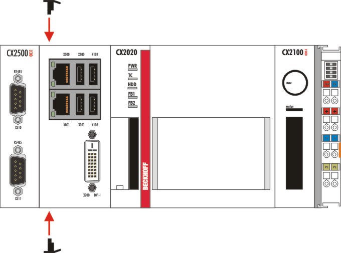 Mounting the module lock 1:
