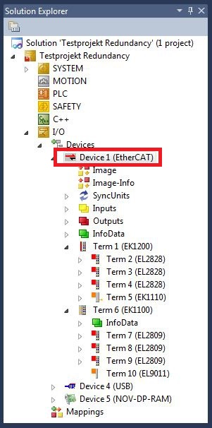 Configuring EtherCAT cable redundancy. 1: