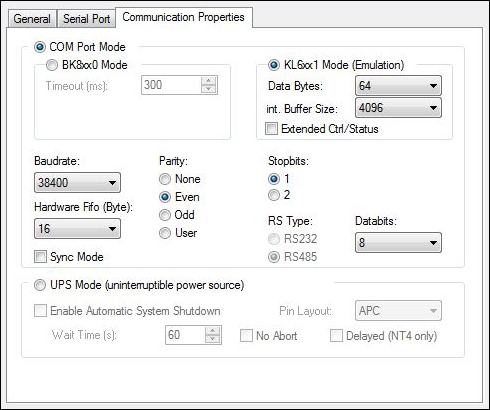 Activating KL6xx1 mode 1: