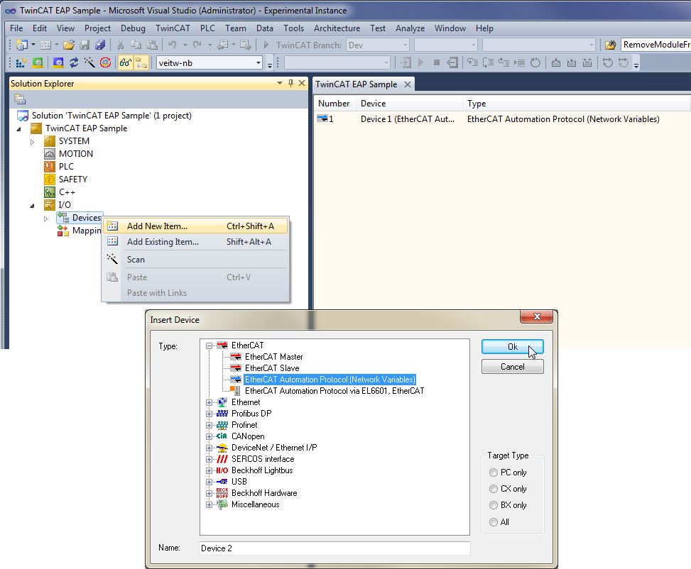Adding an EAP device 1: