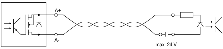 Connection to optocoupler (with external supply voltage) 1: