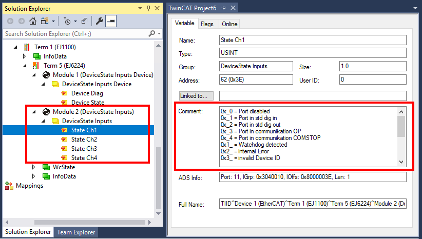 State of the IO-Link Ports 1:
