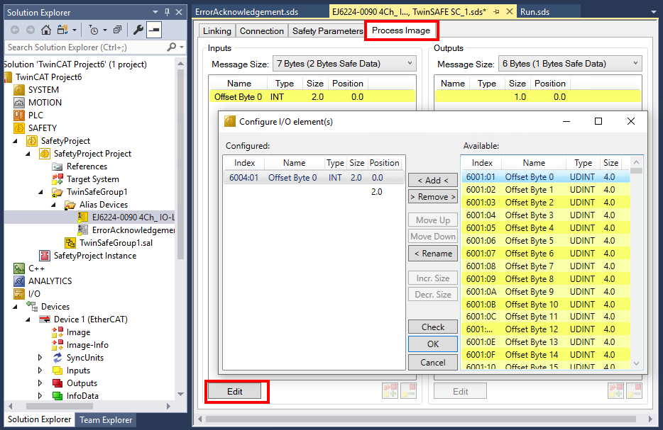 TwinSAFE SC process data EJ6224-0090 1: