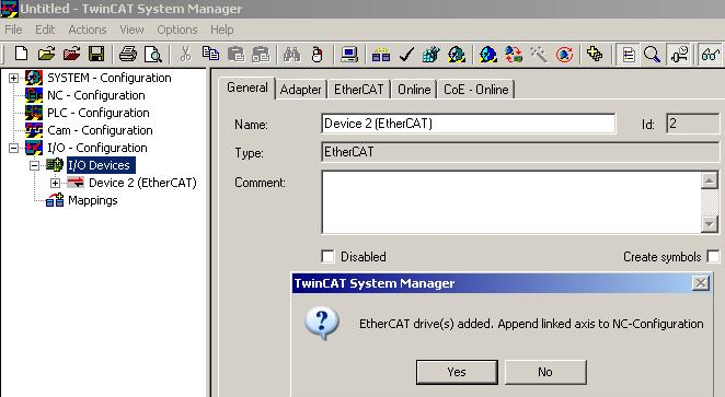 Integration of EtherCAT plug-in modules in the NC configuration 2: