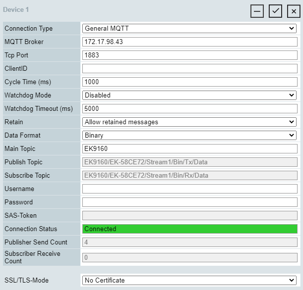 Configure EK9160 under TC3 as IoT MQTT Device 3: