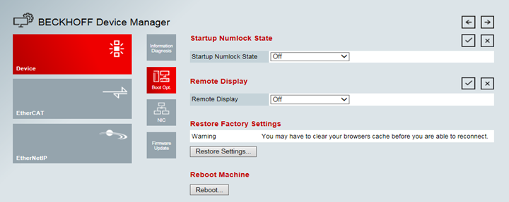 Configuration via the HTML pages (Device Manager) of the Bus Coupler 2: