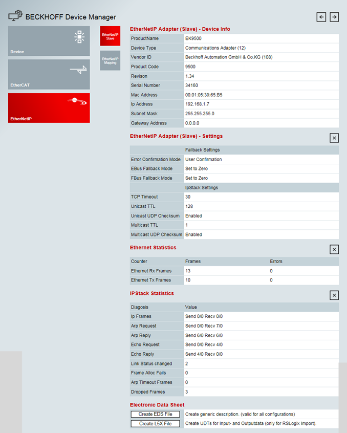 EtherNet/IP™ Configuration 1: