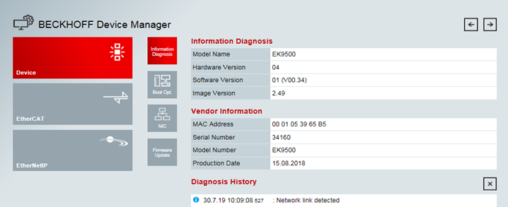 Configuration via the HTML pages (Device Manager) of the Bus Coupler 1: