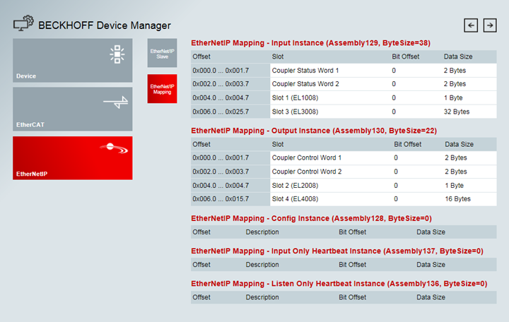 EtherNet/IP™ Mapping 1: