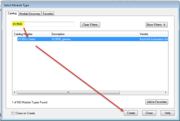 Setting up the EK9500 in RS Logix Studio 5000 via EDS File 4: