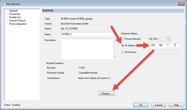 Setting up the EK9500 in RS Logix Studio 5000 via EDS File 5: