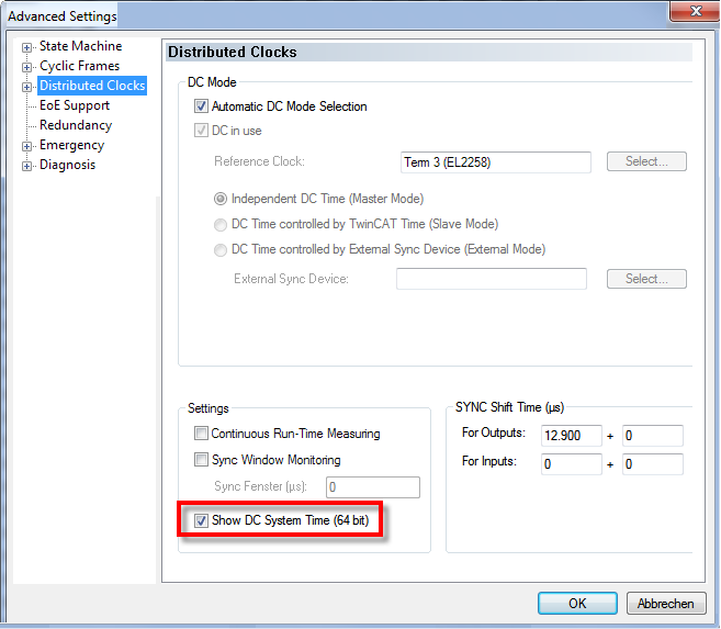 Distributed Clocks settings 2: