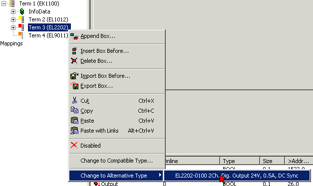 Switching from EL2202-0000 to EL2202-0100 and back 1: