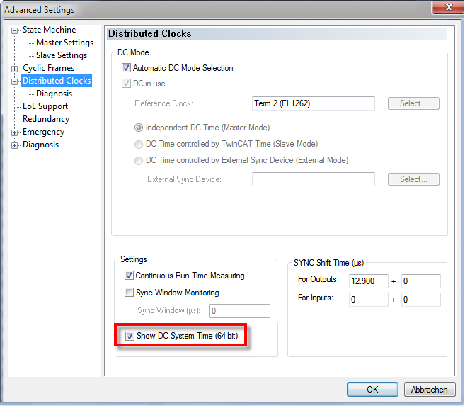 Distributed Clocks settings 4: