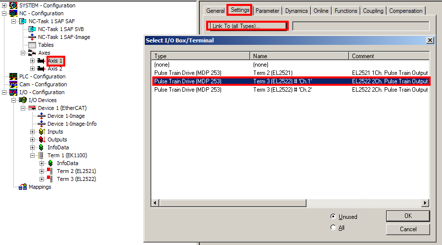 Integration into the NC configuration 7: