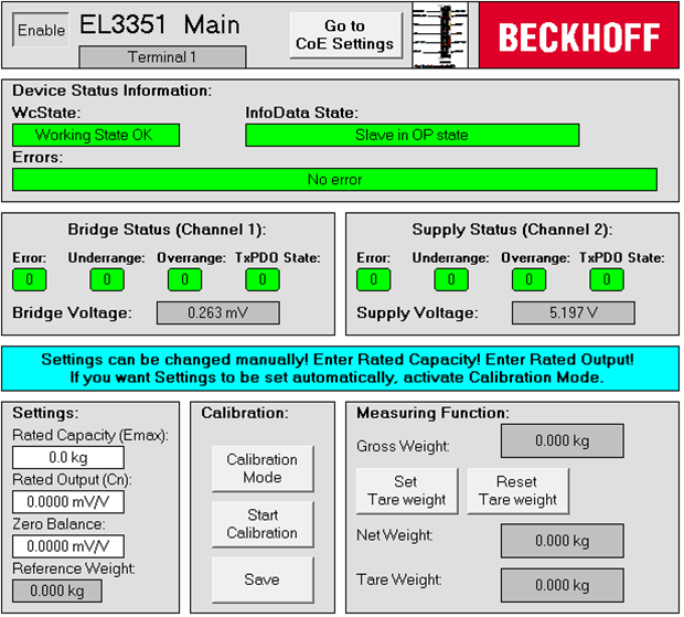 Example Program: Evaluation of a load cell 3:
