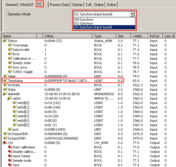 Distributed Clocks mode (EL3356-0010, EL3356-0090 only) 1: