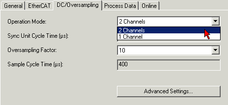 Oversampling settings, distributed clocks (DC) 4: