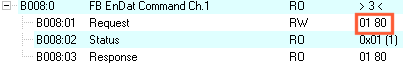 Command 0x8001 - EnDat Reset 1: