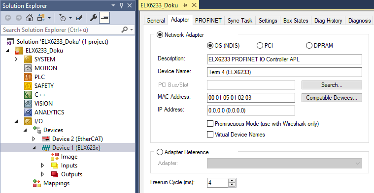 Integration of the TwinCAT PROFINET controller protocol via the EL/ELX6233 interface 2: