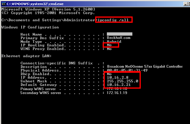 Application sample – setting up an EtherCAT Master PC as a network bridge 3: