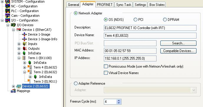 Integration of the TwinCAT PROFINET controller protocol via an EL663x interface 2: