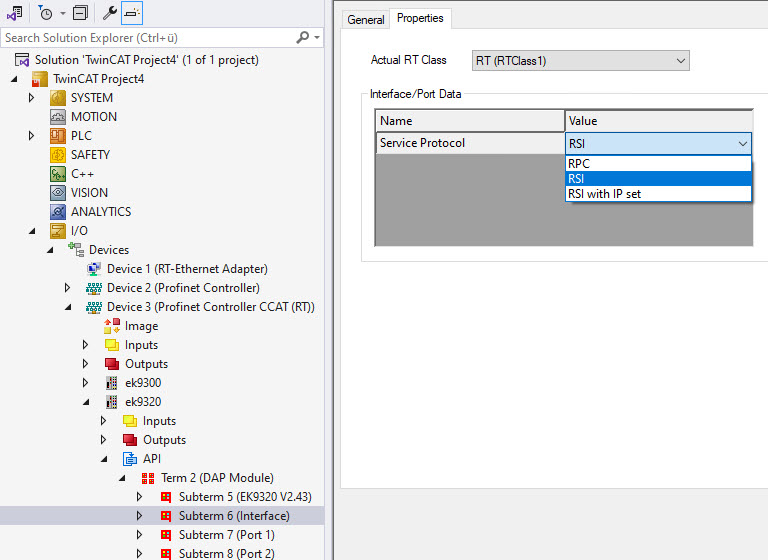 Interface settings 1:
