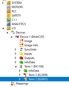 Integration via an EL663x 1: