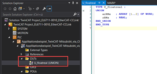 Application example 1 - Transferring floating-point numbers 2: