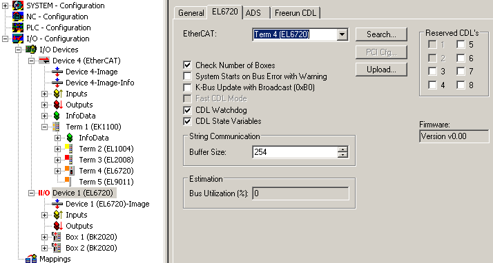 Preparing a terminal configuration with EL6720 4: