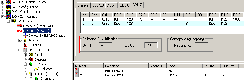 Preparing a terminal configuration with EL6720 7: